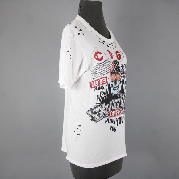 Lauren Moshi Sz M White Black Red CBGB Home Of Underground Rock 100% Cotton Top - Picture 7 of 16